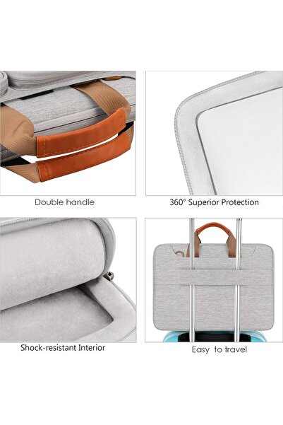 Lacdo 360° Protective Laptop Shoulder Bag for 13-inch MacBook Air/Pro, Gray