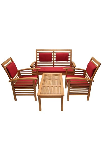 miranda 211M Wooden Garden Set - Rectangular Table with 2 Chairs and 1 Bench (4 persons)
