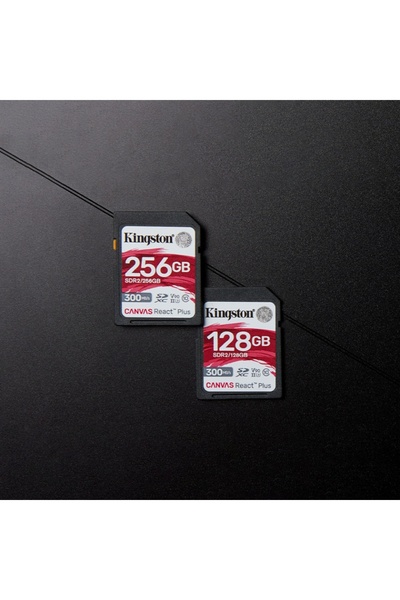 Kingston Κάρτα SD 256GB Canvas React Plus, SDXC, 280MB/s, Κλάση 10, UHS-II, U3, V60, Μαύρη
