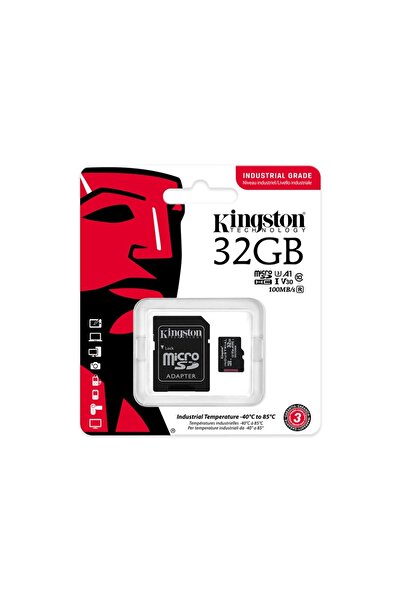 Kingston Βιομηχανική κάρτα MicroSD 32GB, με προσαρμογέα SD, Κλάση 10, UHS-I U3, V30, A1, Ανθεκτική, Μαύρη