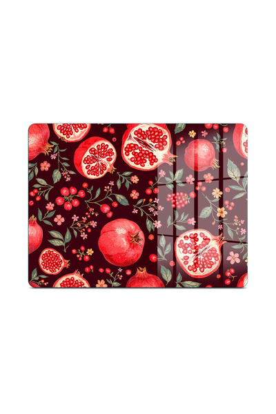 Decovetro Glass Presentation Serving Plate Set of 3 Rectangular Pomegranate Patterned