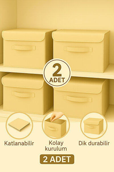 Spartek home textile 2 Adet-KAPAKLI Krem Dolap İçi Çamaşır Oyuncak Düzenleyic...