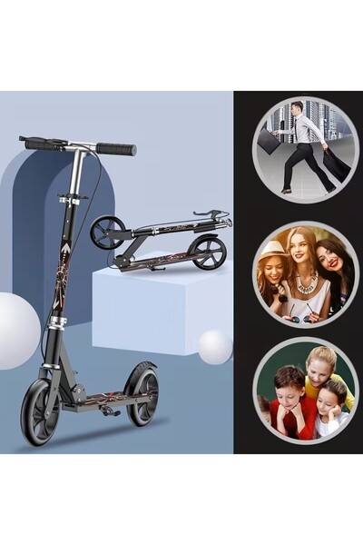 VOGMAX Foldable Kick Scooter with Anti-Shock Suspension & 3-Level Adjustable Handlebar Heavy-Duty