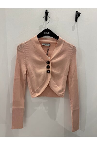 Dilvin 2771 V yaka önü kavisli kısa hırka