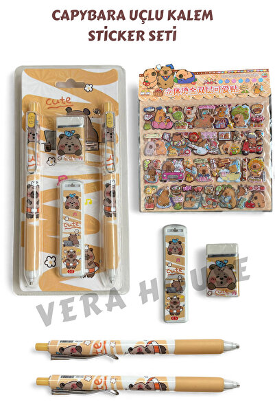 VERA HOUSE Capybara Model Uçlu Kalem Sticker Set - Capy Bara Uçlu Kalem 2 Say...