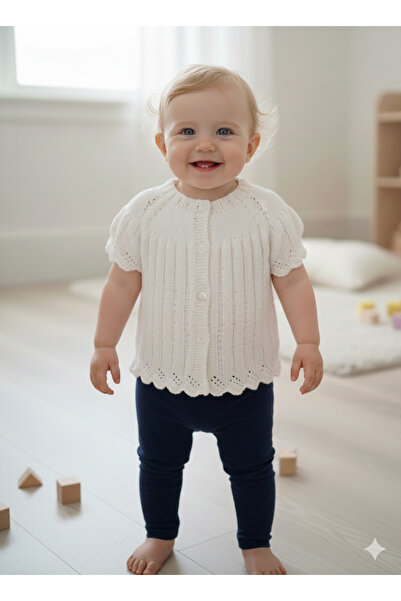 SENSSTEKSTİL Hand Knitted Göz Nuru Patterned Baby Vest