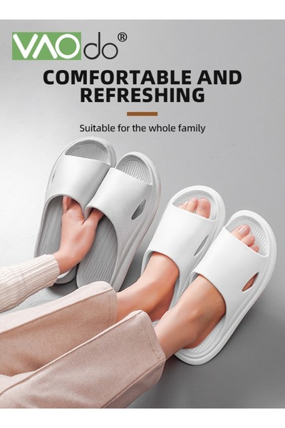 VAODO Pillow Slippers for Men Non Slip Quick Drying Shower Slides Bathroom Sandals Thick Sole Grey