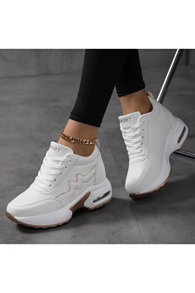 SOSENFER 跑步鞋女,舒适百搭厚底内增高女鞋,时尚防滑女鞋