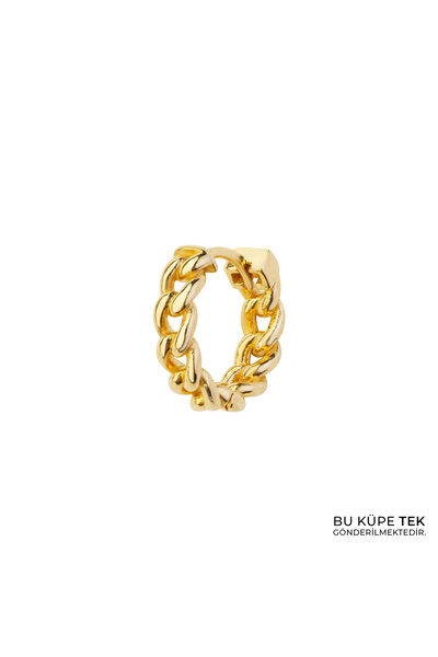 Duyum Gold Zincir Halka Altın Tek Küpe 14 Ayar