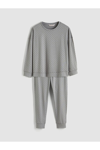 LC Waikiki Set pijamale pentru damă cu buline cu decolteu rotund