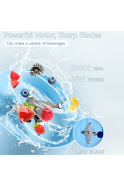 BOMIDI Portable Blender, Smoothie Maker with 6-Leaf Stainless Steel Blade for Home & Outdoor