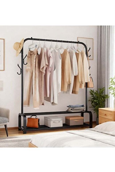 BLOOMING TIME Floor-To-Ceiling Hanger, Multifunctional Metal Coat Rack With S...
