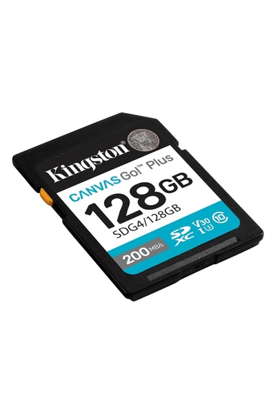 Kingston Κάρτα SD 128GB Canvas Go Plus, SDXC, 200MB/s, Κλάση 10, UHS-I U3, V30, Μαύρη