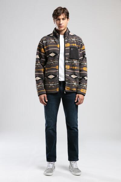 Lee Cooper سويت شيرت رجالي من Folks مزود بسحّاب ياقة مرتفعة متوسطة الطول بالل...