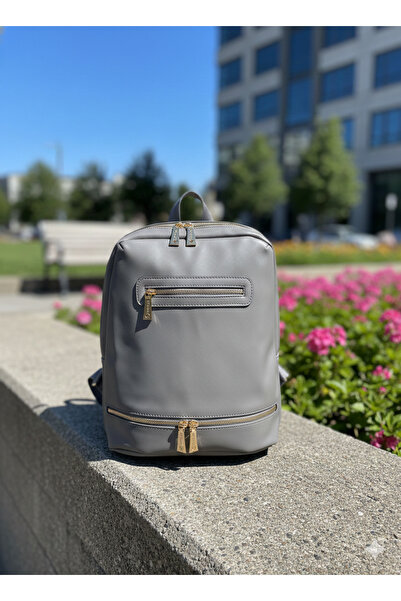 DEMİR ACCESORİES Women's Gray Color Zipper Detailed Backpack