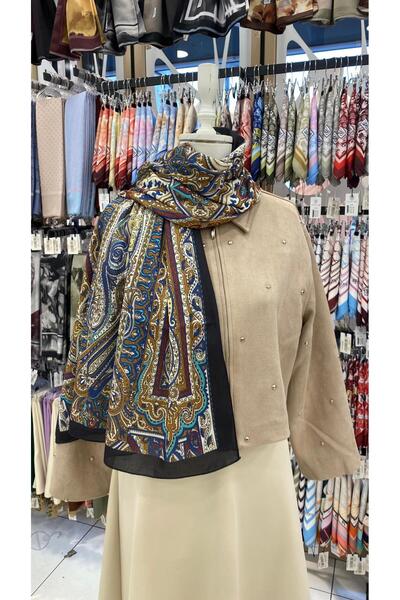 KUQOS Saray Motifi Shawl Navy Blue