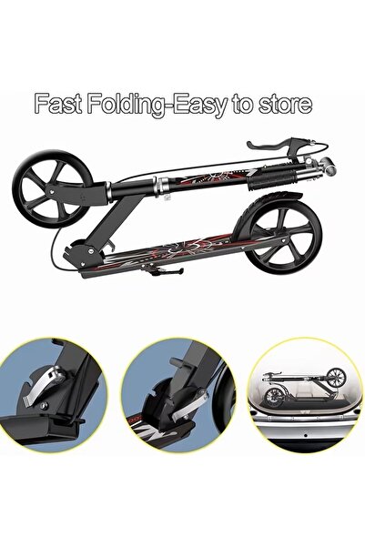 VOGMAX Foldable Kick Scooter with Anti-Shock Suspension & 3-Level Adjustable Handlebar Heavy-Duty