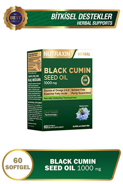 Nutraxin Black Cumin Seed Oil, Çörek Otu Yağı 60 Softjel - Doğal Soğuk Pres Takviye Edici