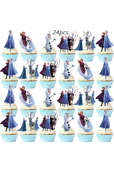 Choice1 24 قطعة 25 قطعة من زينة كعكة الأميرة المجمدة إلسا، زينة كب كيك، زينة ...