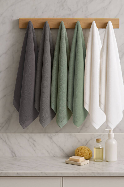 Elif Mira طقم مناشف حمام سوفت تاتش مكون من 6 قطع، 100% قطن، 50x90 سم