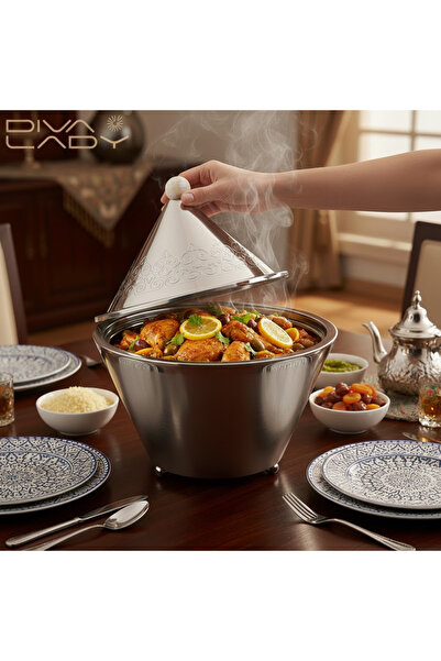 Inia Dinia ✨ Silver Pyramid Metal Food Container – 4 Liters | 35x32 cm by Diva Lady – Luxury that Keeps Food Hot ✨