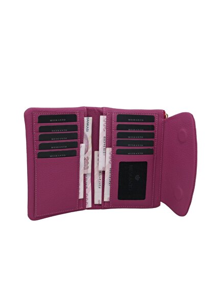 Meskanto Mini Daisy Genuine Leather Women's Wallet with Phone Compartment