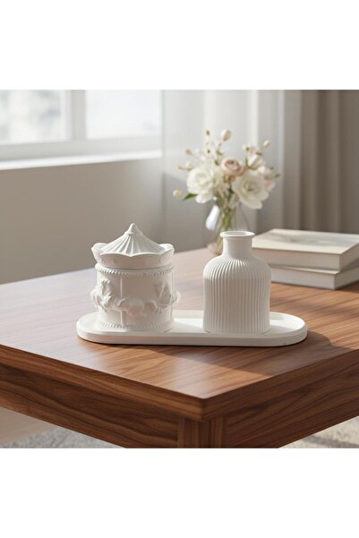 yintu home DEKORATİF BOHEM TARZ TÜTSÜLÜK&ATLI KARINCALI KUTU VE TEPSİ 3'LÜ SET