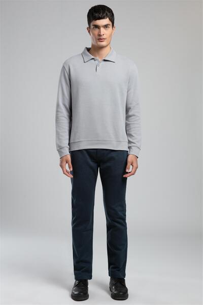 Lee Cooper سويت شيرت رجالي من Gale بياقة بولو باللون الرمادي