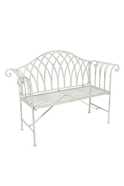 OEM Garden bench, metal with backrest, Grandio Mob Fantasy, white, 129 x 41 x 93 cm