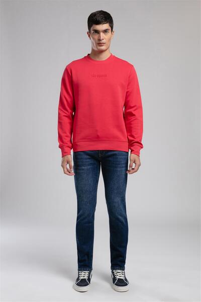 Lee Cooper Noahes Erkek O Yaka Sweatshirt Kirmizi