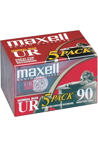 Maxell شريط كاسيت صوتي فارغ UR90، 90 دقيقة، عبوة من 5 أشرطة