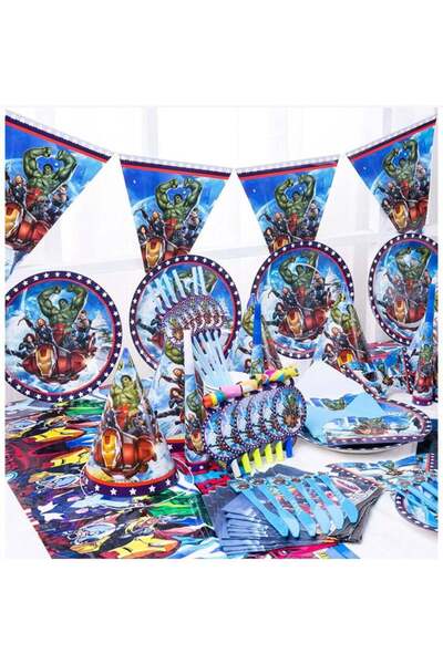 Remy Belle مجموعة أدوات مائدة للاستخدام مرة واحدة لحفلات أعياد الميلاد بطابع المنتقمون، 180 قطعة