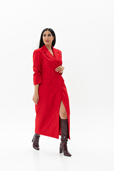 Borncelebs Red Long Jacket Overcoat Dress