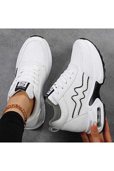 SOSENFER 跑步鞋女,舒适百搭厚底内增高女鞋,时尚防滑女鞋