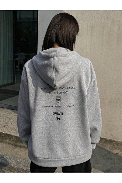 LAYORA Unisex Growth Back Printed Oversize Hooded Sweatshirt