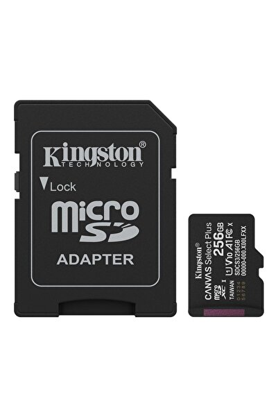 Kingston Κάρτα MicroSD 256GB Canvas Select Plus, με προσαρμογέα SD, Κλάση 10, UHS-I U1, Μαύρο