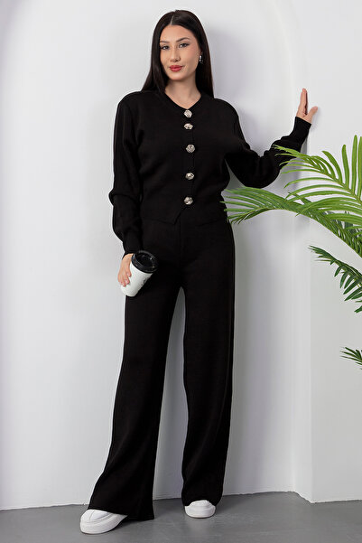 PULLIMM Buttoned Cardigan Pants Knitwear Set L3004