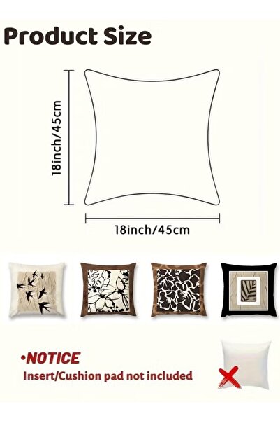 Generic 4PCS Pillow Covers Set 45x45cm Throw Pillow Covers Pillowcase Linen Cushion Cover Pillow Protectors