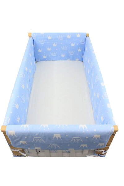 PRICHINDEL Set protector de pătuț Maxi din bumbac, coroane Prince, 120 x 60 c...