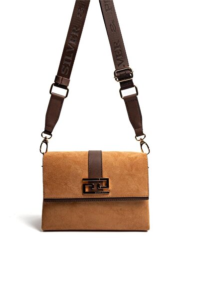 Silver Polo Silver & Polo Sp1009 Women's Crossbody Bag Suede Tan-Brown
