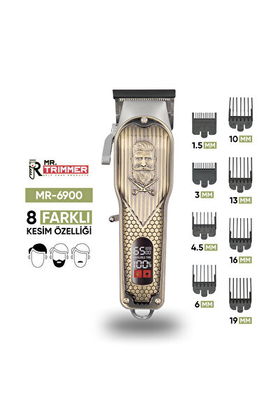 MR.TRİMMER Şarj Göstergeli 10 Kademeli Profesyonel Saç Sakal Tıraş Makinesi E...