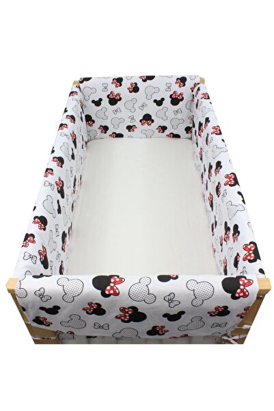 PRICHINDEL Maxi crib bumper set, red bows, cotton, 120x60 cm, white