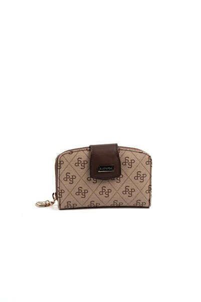 Silver Polo Silver & Polo Sp874 Women's Wallet & Card Holder Monogram Dark Beige-Brown