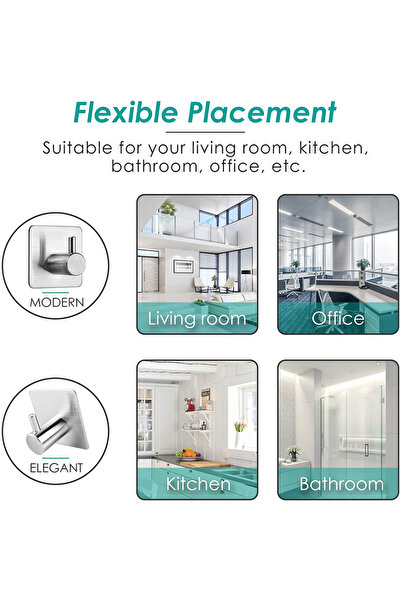 OEM Stainless Steel Self-Adhesive Bathroom Hook Set, 4 Pieces, 4.5cm, Silver