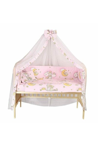 PRICHINDEL Set de lenjerie de pat pentru pătuț, 6 piese, Sleepy Teddy, roz, c...