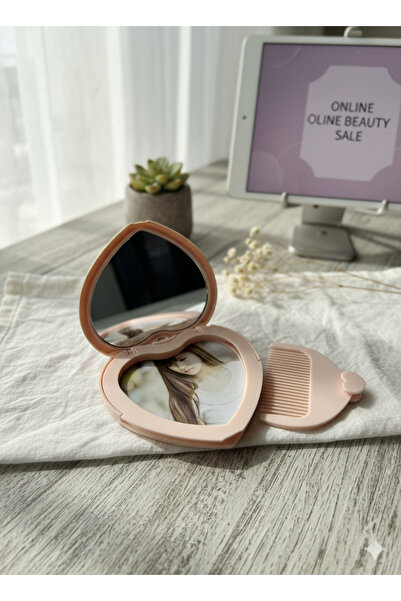 MAISON GLOWEN Pieptene cu oglindă în formă de inimă, pentru fotografii, tip g...