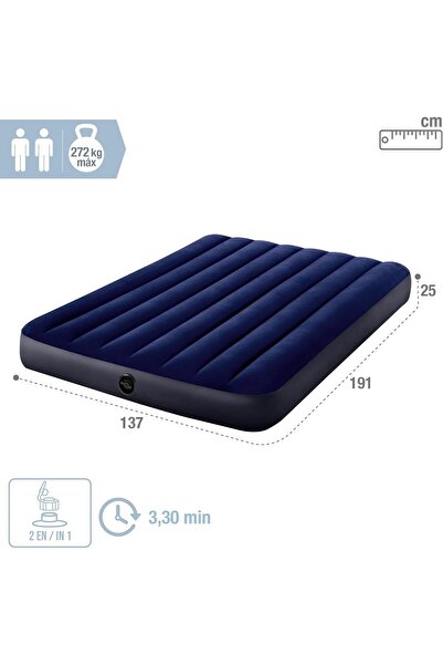 Intex Inflatable Bed, 64758, Multicoloured, 137 x 191 x 25 cm