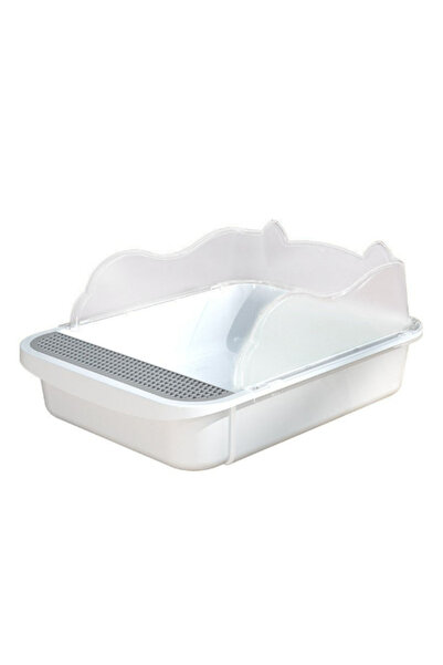 Arabest صندوق قمامة قطط مفتوح من الأعلى، صينية قمامة قطط بلاستيكية عالية الجانب مضادة للتناثر