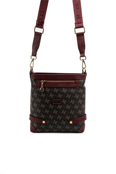 Silver Polo Sp1120 Women's Crossbody Bag Monogram Brown Yellow-Burgundy