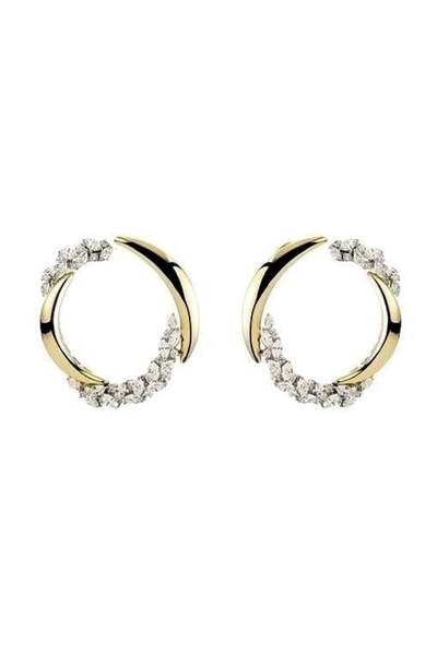 neslyaccessories 14K Gold Pırlanta Işıltı Taşlı Küpe